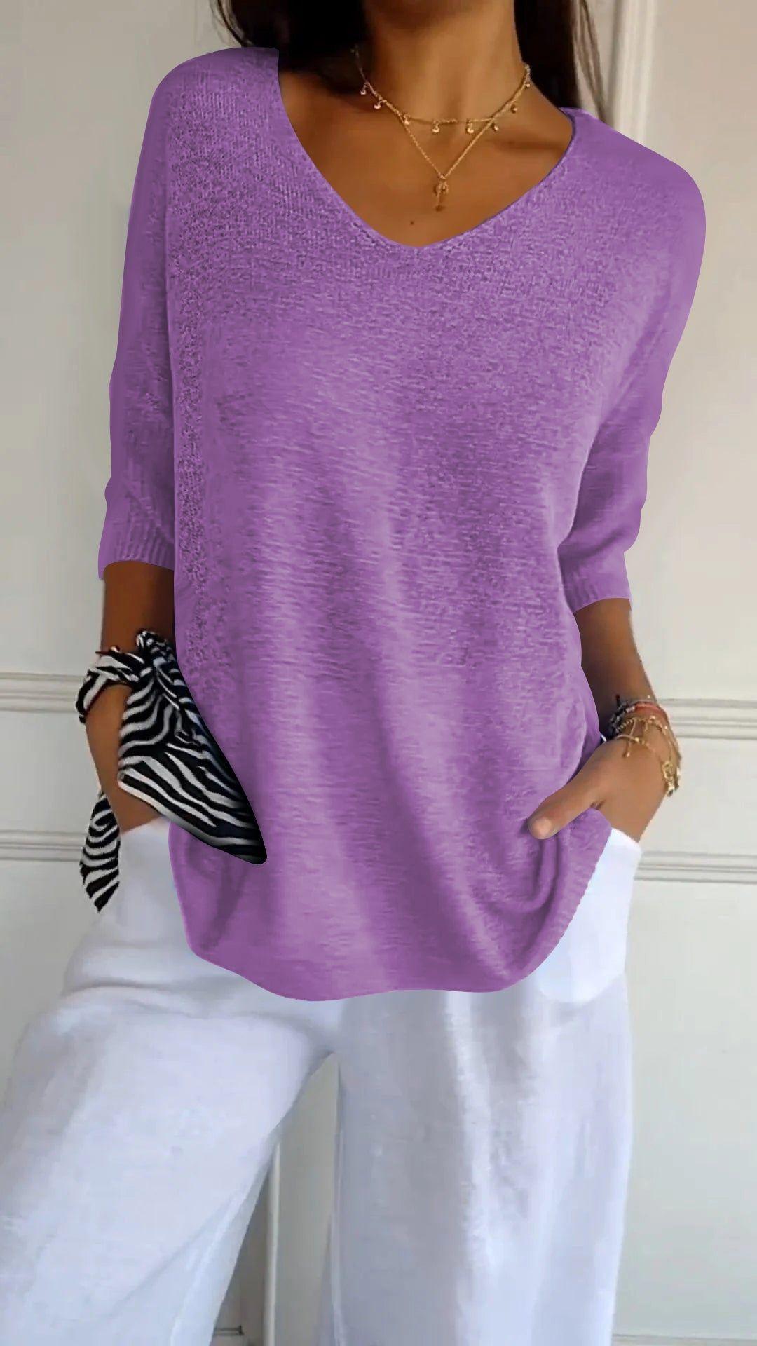 Blusa Paris de cómodo punto y escote en V Zene