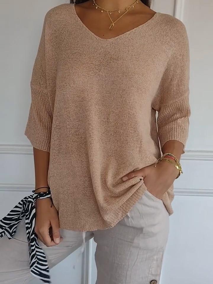 Blusa Paris de cómodo punto y escote en V Zene