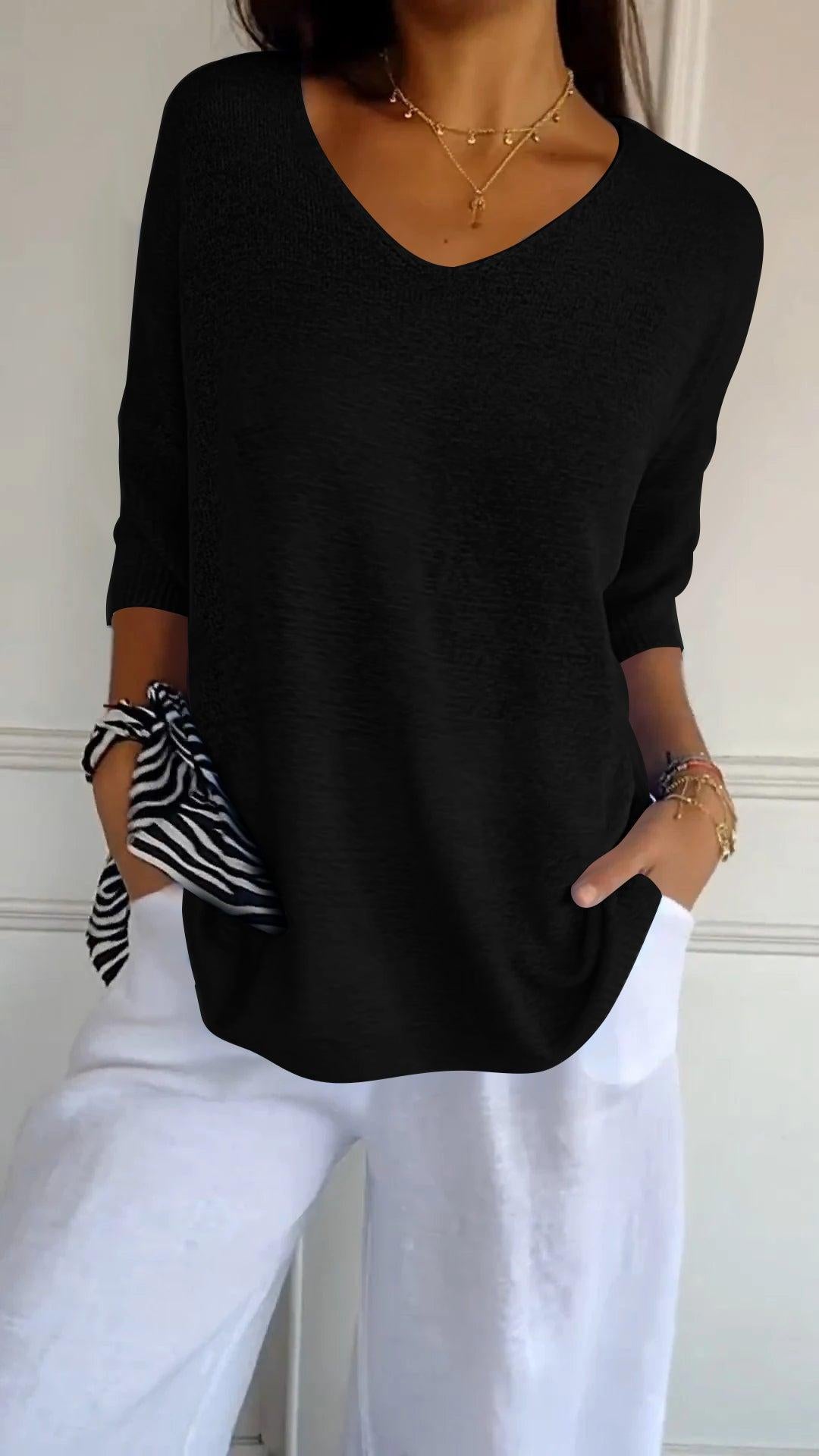 Blusa Paris de cómodo punto y escote en V Zene