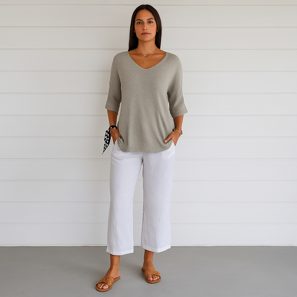 Blusa Paris de cómodo punto y escote en V Zene