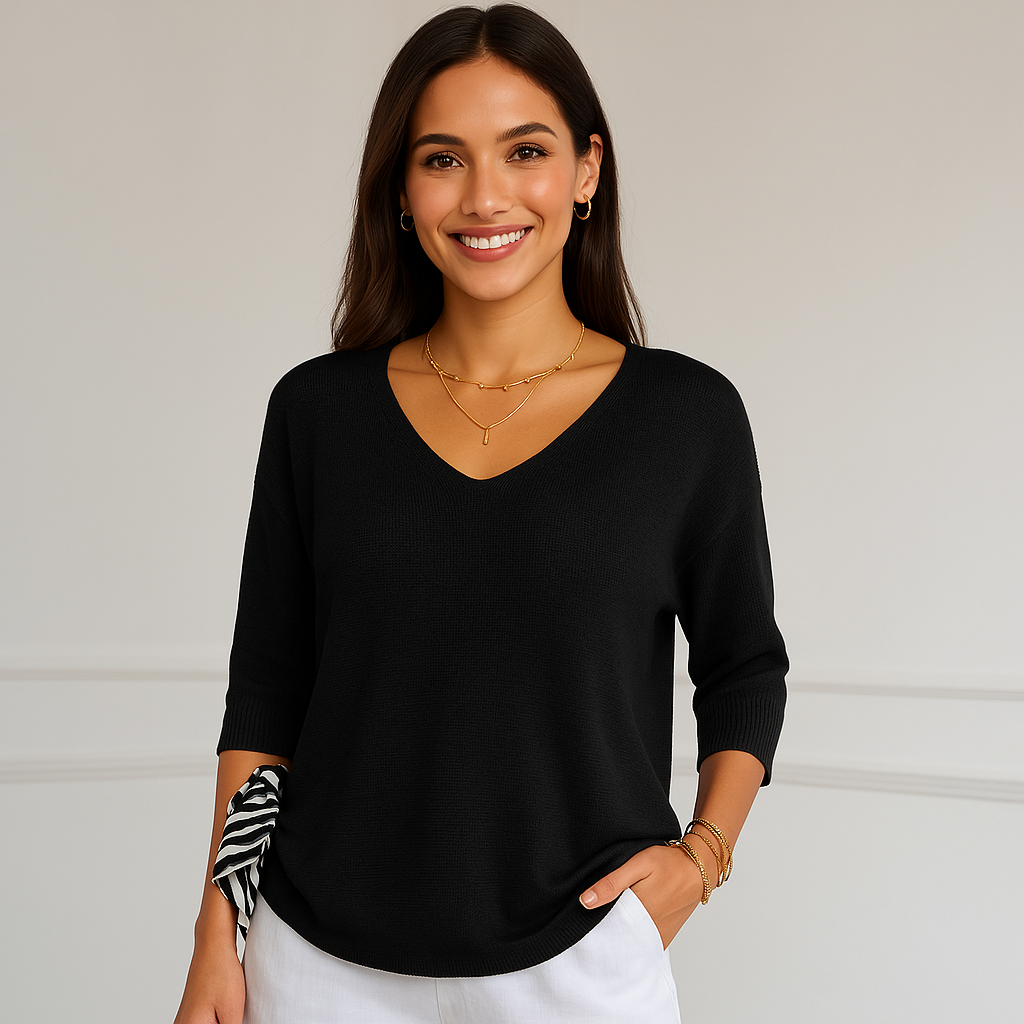 Blusa Paris de cómodo punto y escote en V Zene