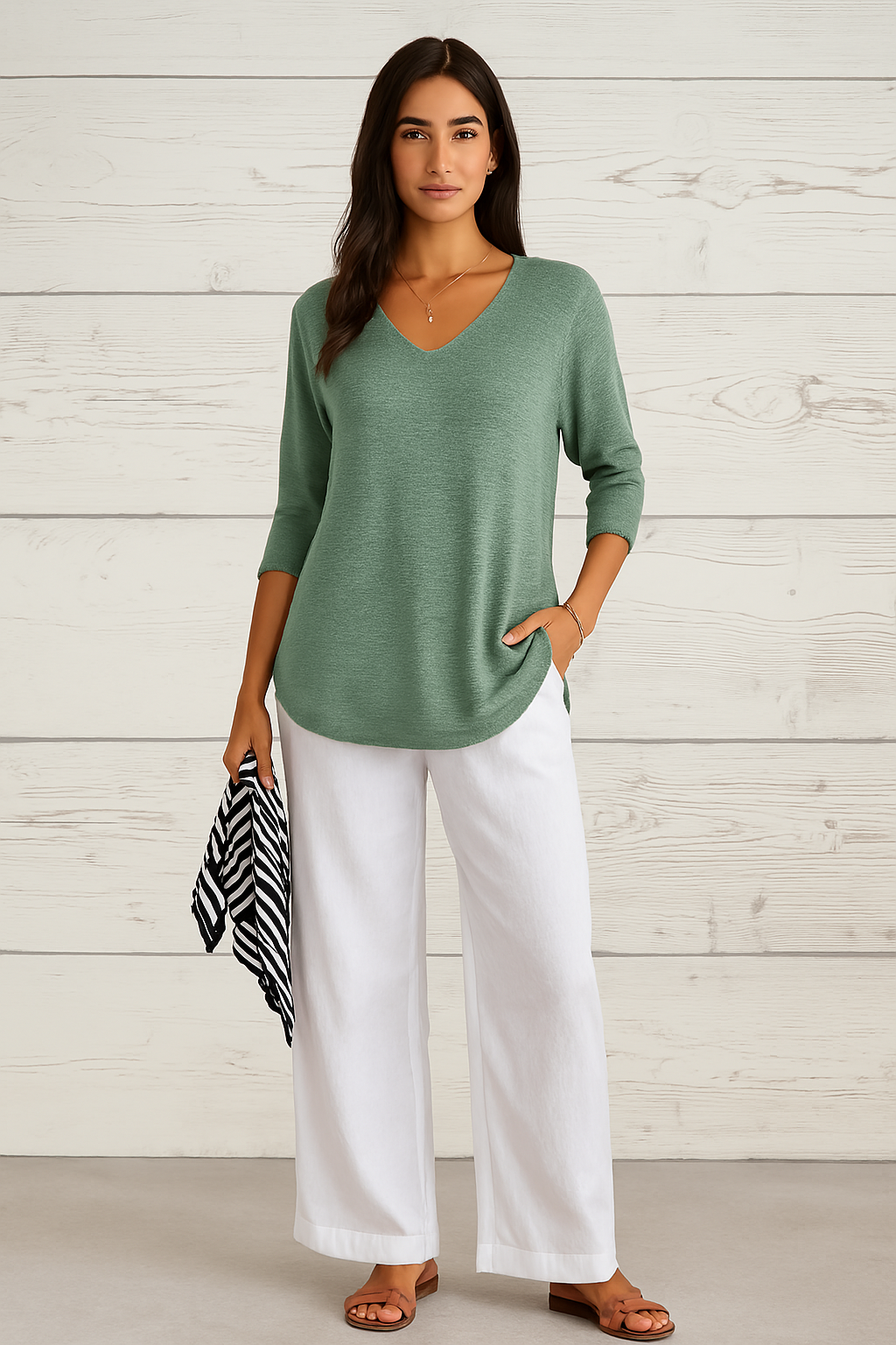 Blusa Paris de cómodo punto y escote en V Zene