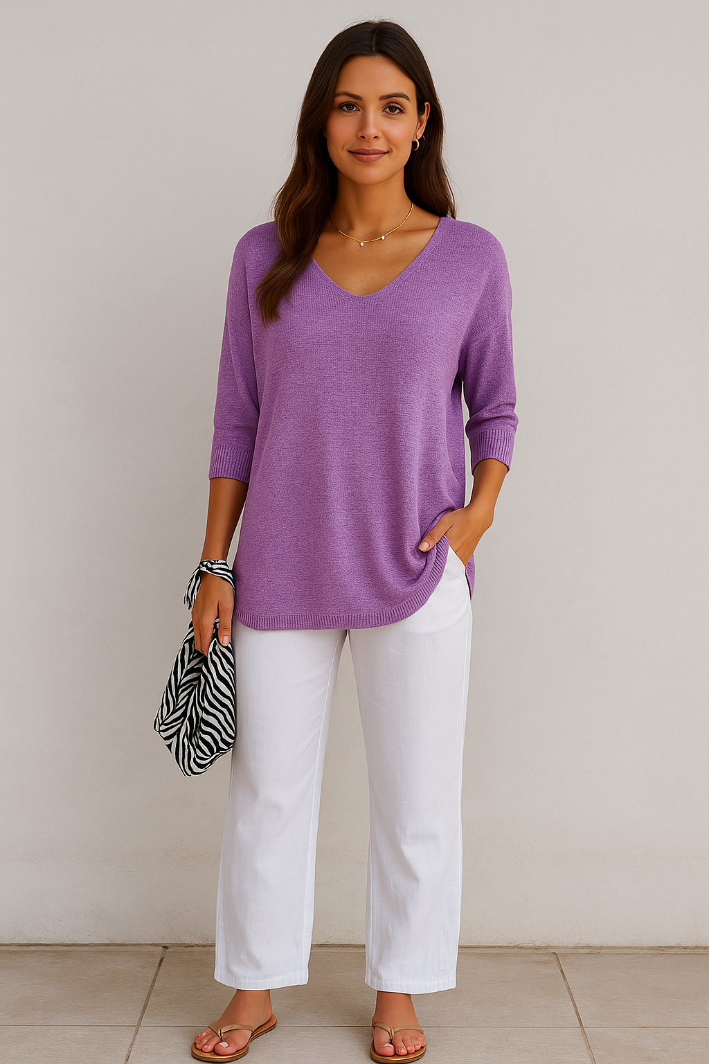 Blusa Paris de cómodo punto y escote en V Zene