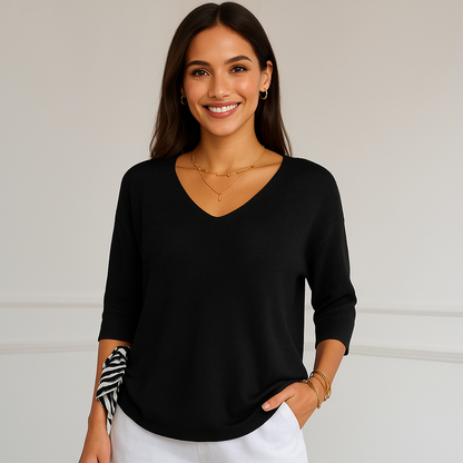 Blusa Paris de cómodo punto y escote en V Zene