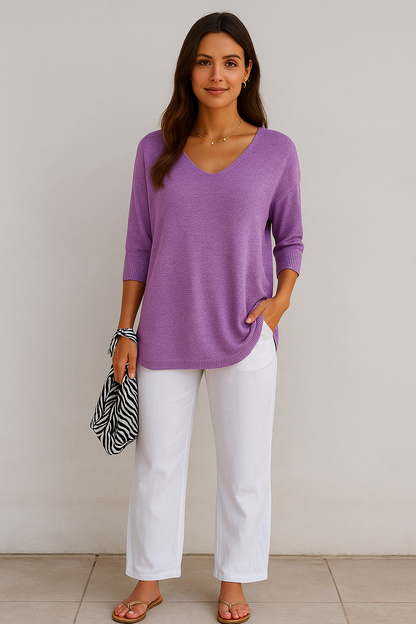 Blusa Paris de cómodo punto y escote en V Zene